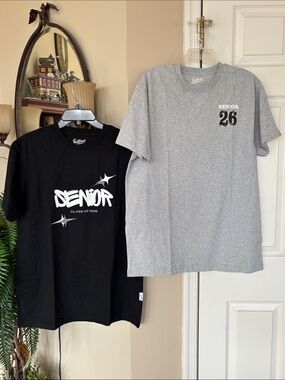 Brand New Set of 2 Josten Class of 2026 Senior Short-Sleeve T-Shirts Gray Black